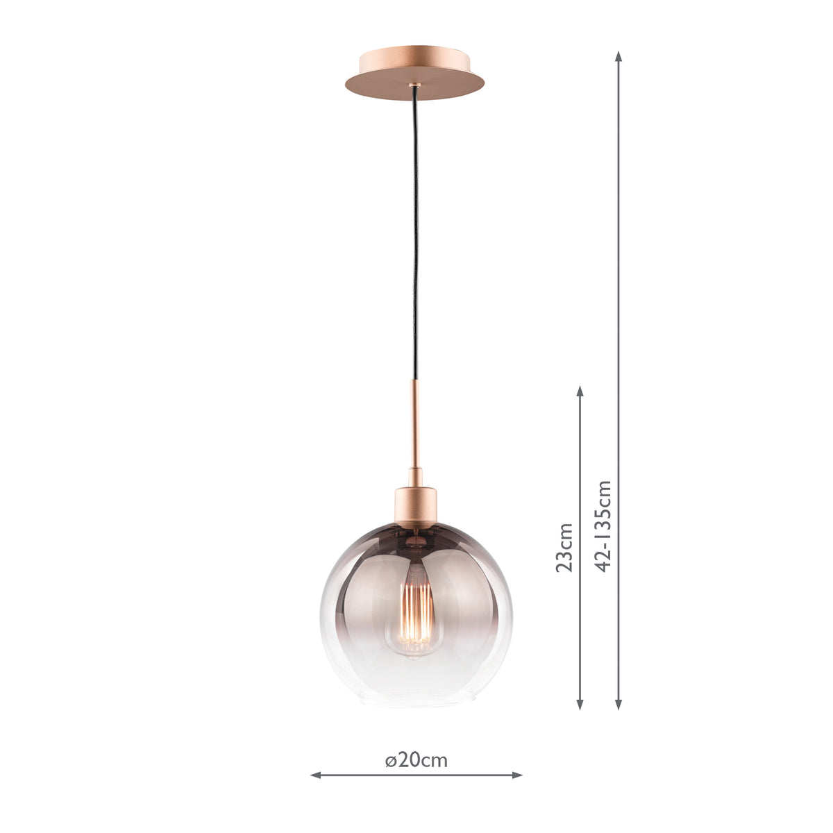 Dar Lycia Pendant Satin Bronze and Bronze Ombre Glass