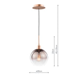 Dar Lycia Pendant Satin Bronze and Bronze Ombre Glass