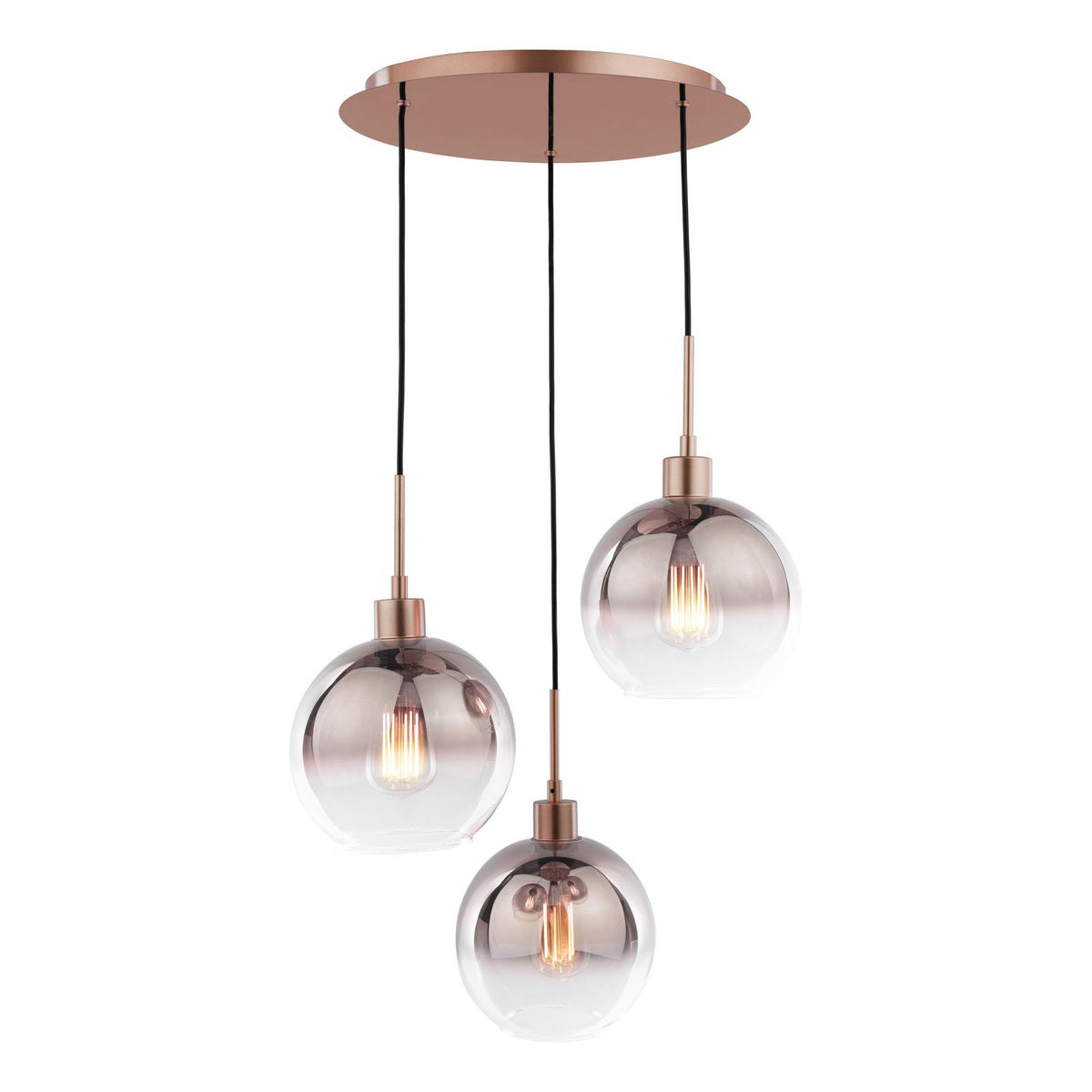 Dar Lycia 3 Light Cluster Pendant Satin Bronze and Bronze Ombre Glass