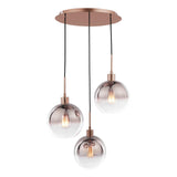 Dar Lycia 3 Light Cluster Pendant Satin Bronze and Bronze Ombre Glass