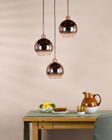 Dar Lycia 3 Light Cluster Pendant Satin Bronze and Bronze Ombre Glass