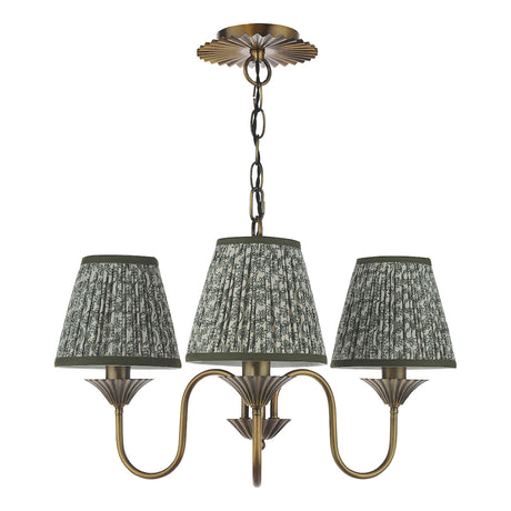 Dar Lydian 3 Light Pendant Antique Bronze With Esther Green Shade