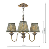 Dar Lydian 3 Light Pendant Antique Bronze With Esther Green Shade