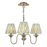 Dar Lydian 3 Light Pendant Antique Bronze With Ikat Green Shade