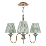 Dar Lydian 3 Light Pendant Antique Bronze With Ikat Green Shade