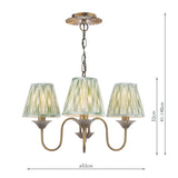 Dar Lydian 3 Light Pendant Antique Bronze With Ikat Green Shade