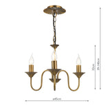 Dar Lydian 3 Light Pendant Antique Bronze Fitting Only
