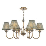 Dar Lydian 6 Light Pendant Antique Bronze With Esther Green Shade