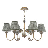 Dar Lydian 6 Light Pendant Antique Bronze With Esther Green Shade