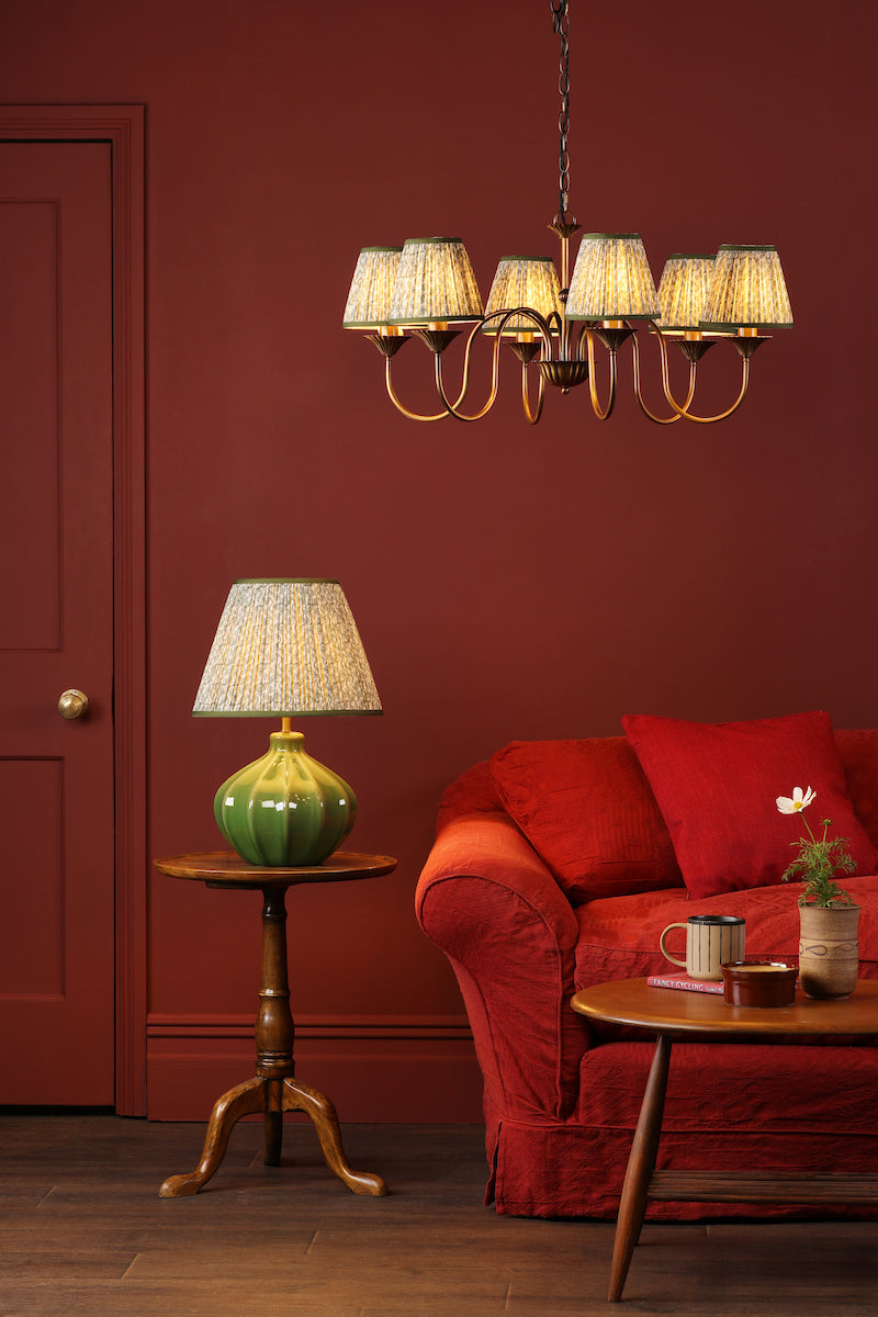 Dar Lydian 6 Light Pendant Antique Bronze With Esther Green Shade