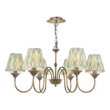 Dar Lydian 6 Light Pendant Antique Bronze With Ikat Green Shade