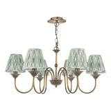 Dar Lydian 6 Light Pendant Antique Bronze With Ikat Green Shade