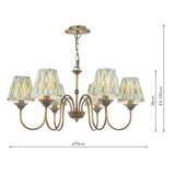 Dar Lydian 6 Light Pendant Antique Bronze With Ikat Green Shade