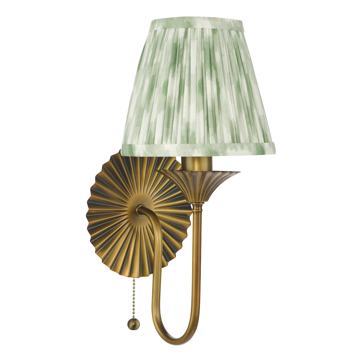 Dar Lydian Wall Light Antique Bronze With Ikat Green Shade