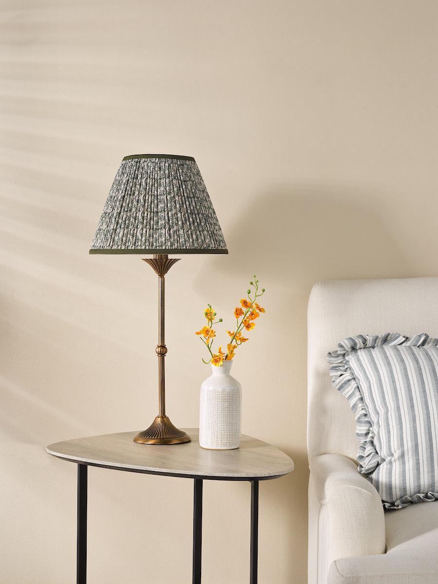 Dar Lydian Table Lamp Antique Bronze With Ester Green Shade