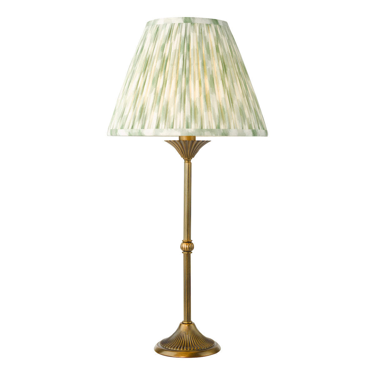 Dar Lydian Table Lamp Antique Bronze With Ikat Green Shade