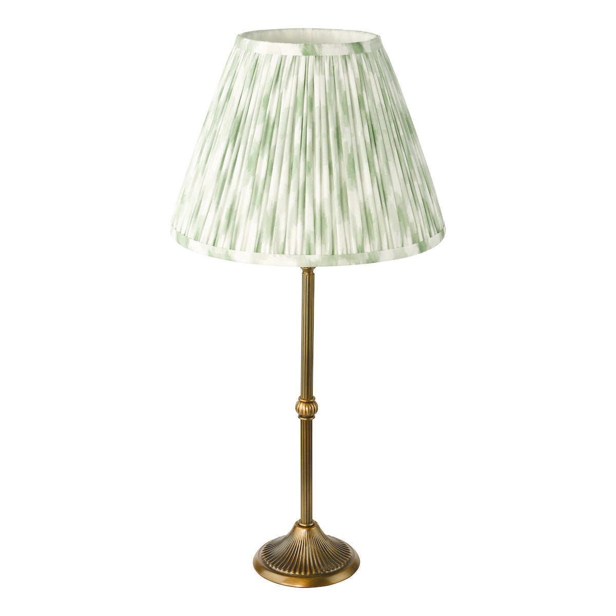 Dar Lydian Table Lamp Antique Bronze With Ikat Green Shade