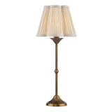 Dar Lydian Table Lamp Antique Bronze With Linen Scalloped Pleated Shade