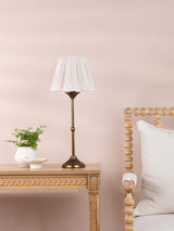 Dar Lydian Table Lamp Antique Bronze With Linen Scalloped Pleated Shade