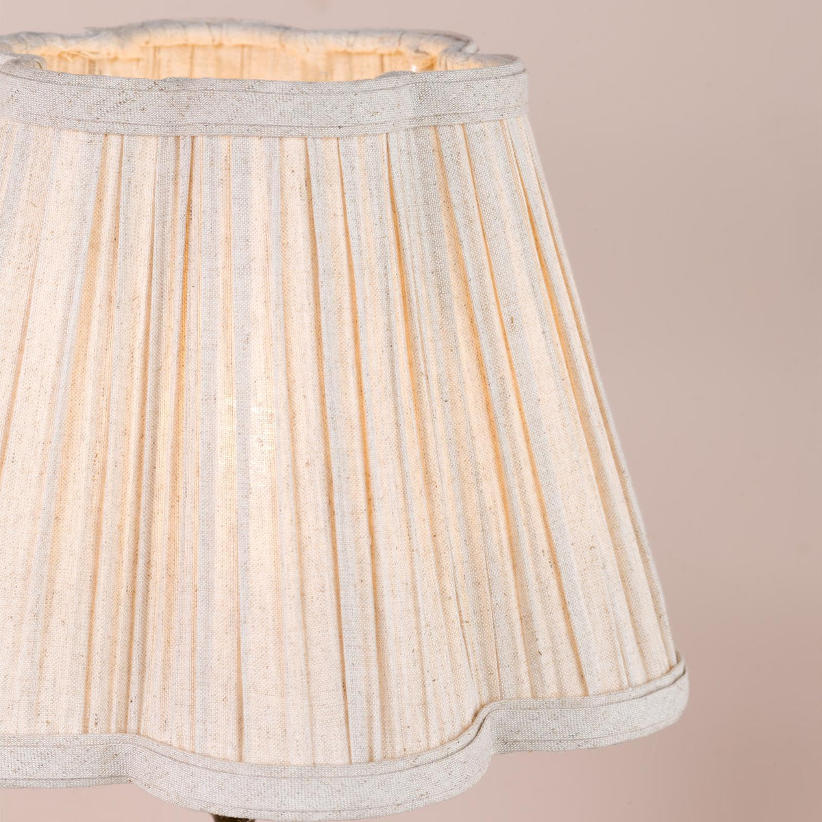 Dar Lydian Table Lamp Antique Bronze With Linen Scalloped Pleated Shade