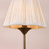 Dar Lydian Table Lamp Antique Bronze With Linen Scalloped Pleated Shade