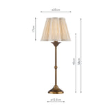 Dar Lydian Table Lamp Antique Bronze With Linen Scalloped Pleated Shade