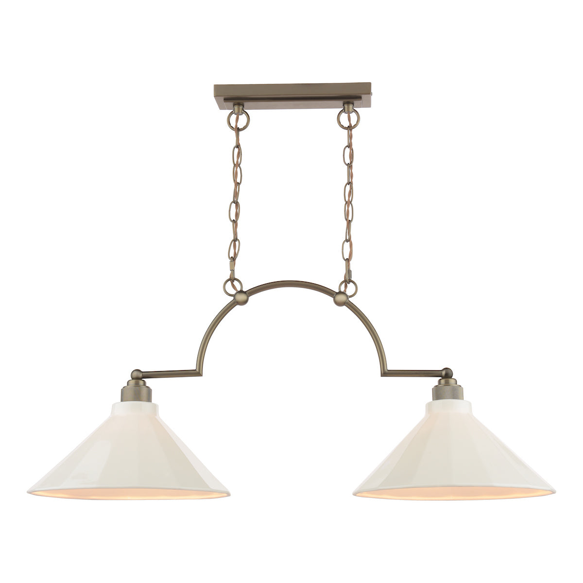 Joules Lynton 2 Light Pendant Satin Bronze and Cream Ceramic