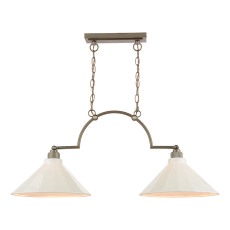 Joules Lynton 2 Light Pendant Satin Bronze and Cream Ceramic