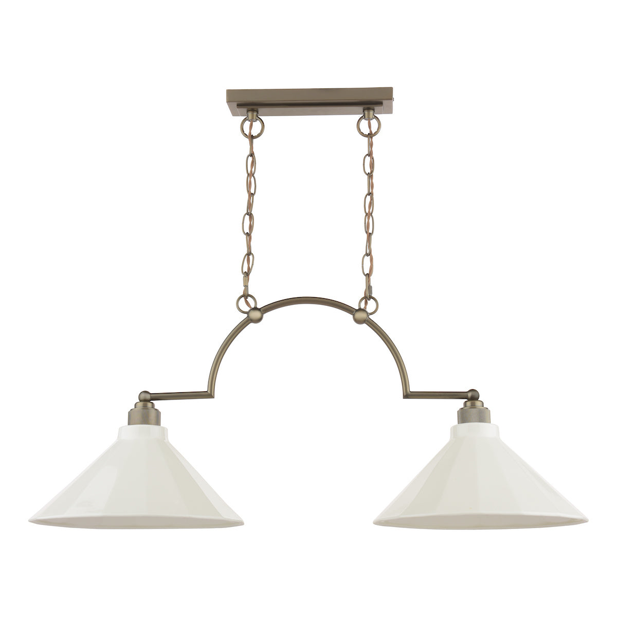 Joules Lynton 2 Light Pendant Satin Bronze and Cream Ceramic