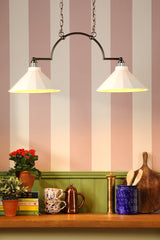 Joules Lynton 2 Light Pendant Satin Bronze and Cream Ceramic