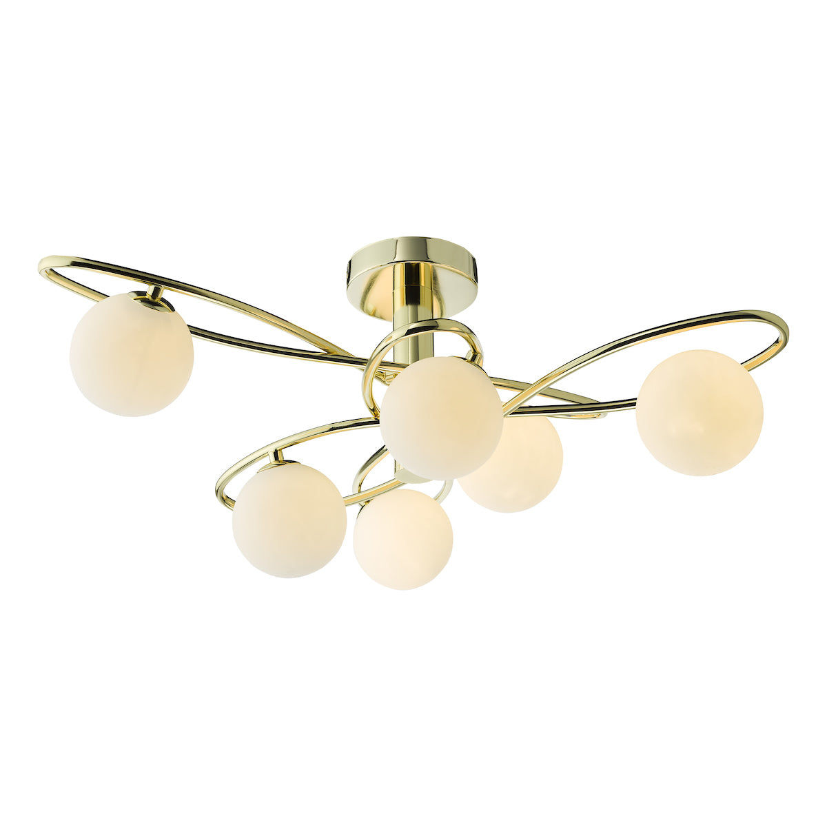 Dar Lysandra 6 Light Semi-Flush Polished Gold and Opal Glass –  from Amos Lighting + Home