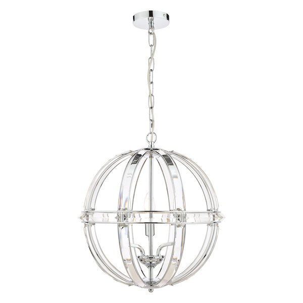 Laura Ashley Aidan Glass & Polished Chrome 3 Light Globe Chandelier –  from Amos Lighting + Home