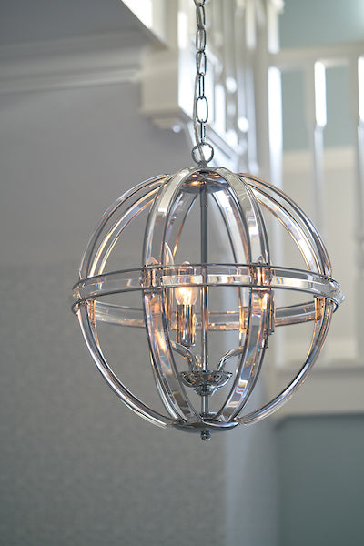 Laura Ashley Aidan Glass & Polished Chrome 3 Light Globe Chandelier –  from Amos Lighting + Home