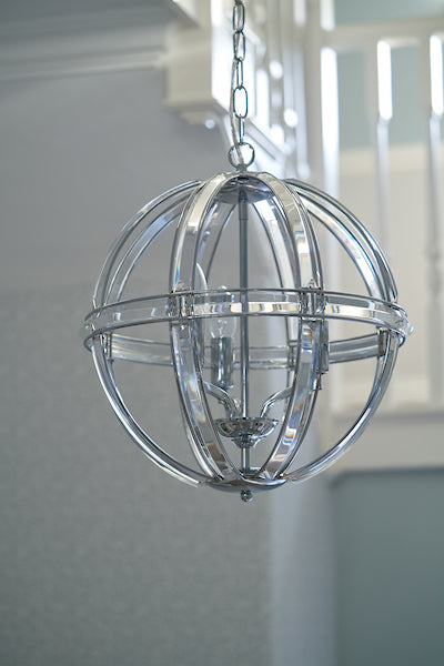 Laura Ashley Aidan Glass & Polished Chrome 3 Light Globe Chandelier –  from Amos Lighting + Home