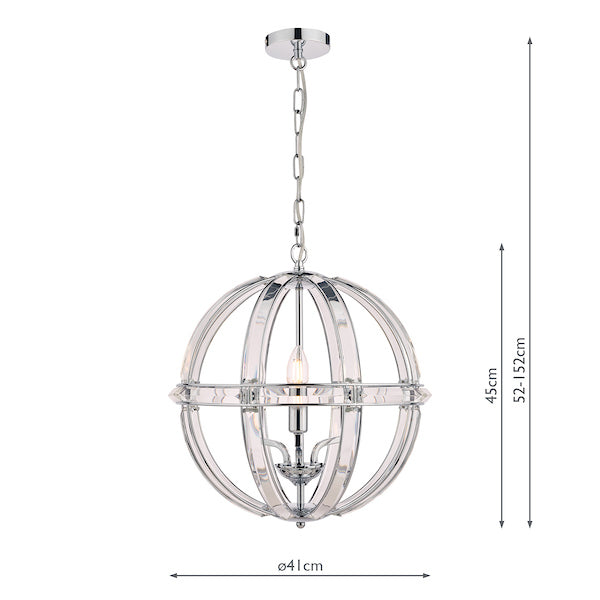 Laura Ashley Aidan Glass & Polished Chrome 3 Light Globe Chandelier –  from Amos Lighting + Home