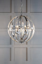 Laura Ashley Aidan Glass & Polished Chrome 5 Light Globe Chandelier –  from Amos Lighting + Home