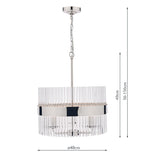 Laura Ashley Alexa 3 Light Pendant Polished Nickel & Glass Rods –  from Amos Lighting + Home