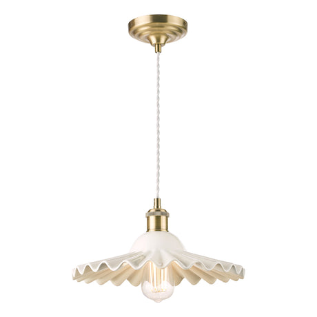 Laura Ashley Beca Large Pendant White Ceramic Antique Brass –  from Amos Lighting + Home