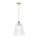 Laura Ashley Callaghan Large Pendant Antique Brass Ribbed Glass –  from Amos Lighting + Home