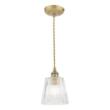 Laura Ashley Callaghan Small Pendant Antique Brass Ribbed Glass –  from Amos Lighting + Home