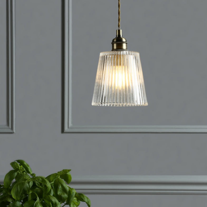 Laura Ashley Callaghan Small Pendant Antique Brass Ribbed Glass –  from Amos Lighting + Home