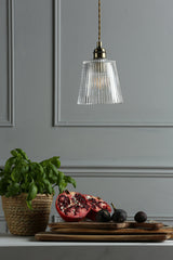 Laura Ashley Callaghan Small Pendant Antique Brass Ribbed Glass –  from Amos Lighting + Home