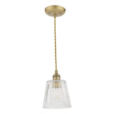 Laura Ashley Callaghan Small Pendant Antique Brass Ribbed Glass –  from Amos Lighting + Home