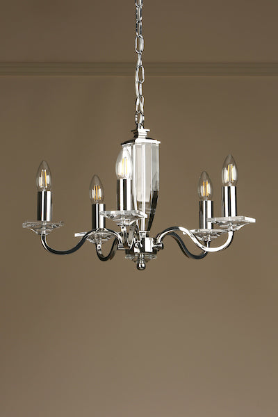 Laura Ashley Carson 5 Light Chandelier Cut Glass & Polished Nickel –  from Amos Lighting + Home