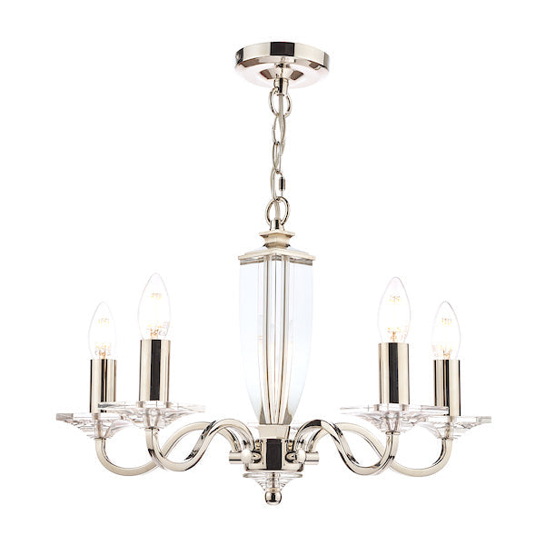 Laura Ashley Carson 5 Light Chandelier Cut Glass & Polished Nickel –  from Amos Lighting + Home