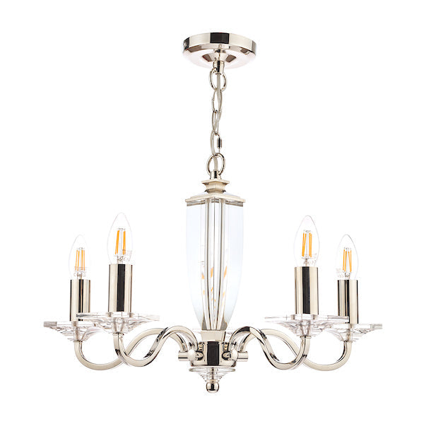 Laura Ashley Carson 5 Light Chandelier Cut Glass & Polished Nickel –  from Amos Lighting + Home