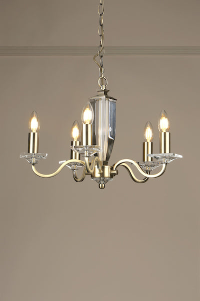 Laura Ashley Carson 5 Light Chandelier Cut Glass & Antique Brass –  from Amos Lighting + Home