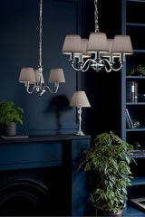 Laura Ashley Ellis 3 Light Chandelier Polished Chrome with Grey Shades –  from Amos Lighting + Home