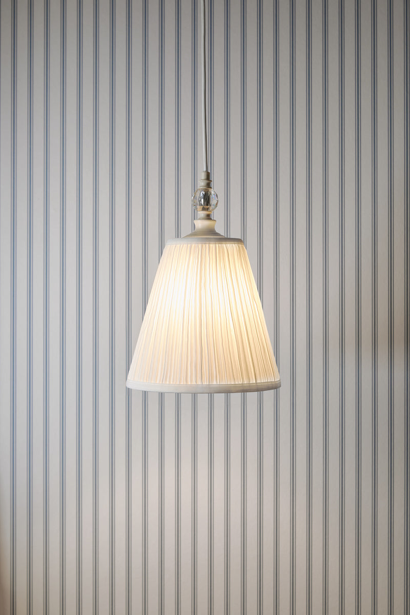Laura Ashley Ellis Pendant Satin Cream and Crystal Amos Lighting Home