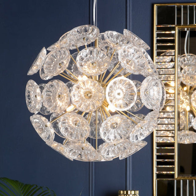 Laura Ashley Elwick 6 Light Pendant Chandelier Matt Brass & Crystal –  from Amos Lighting + Home